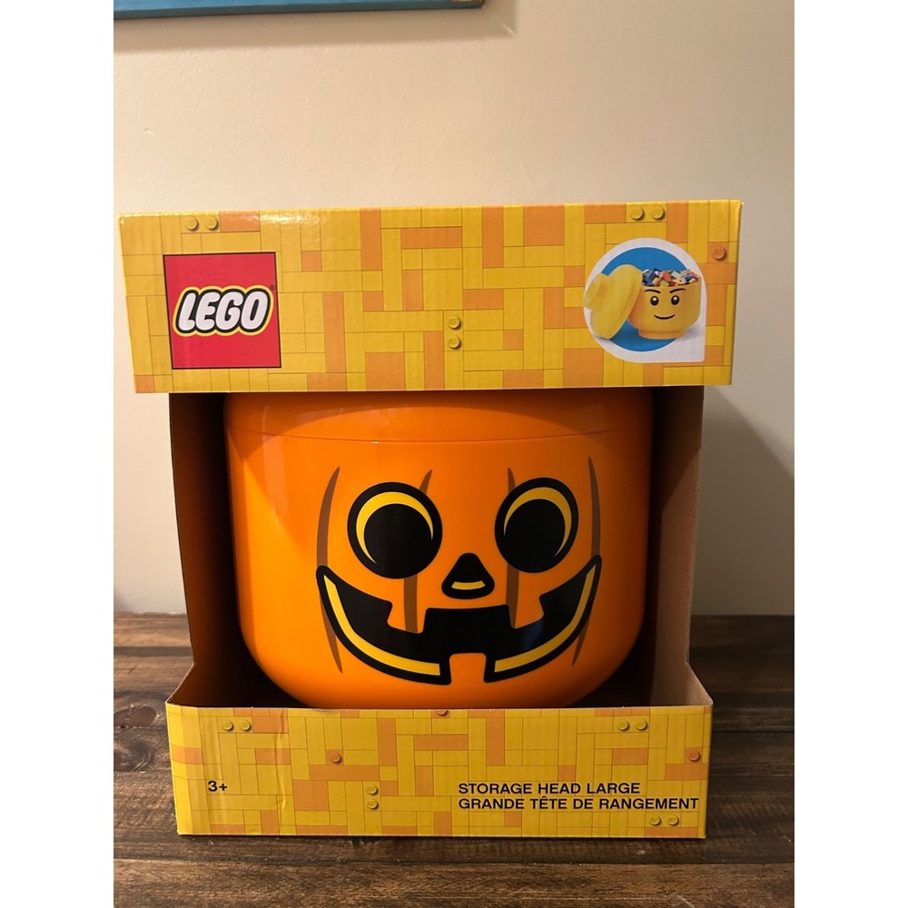 NIB LEGO Special Edition Halloween Jack O Lantern Pumpkin LARGE Storage Head